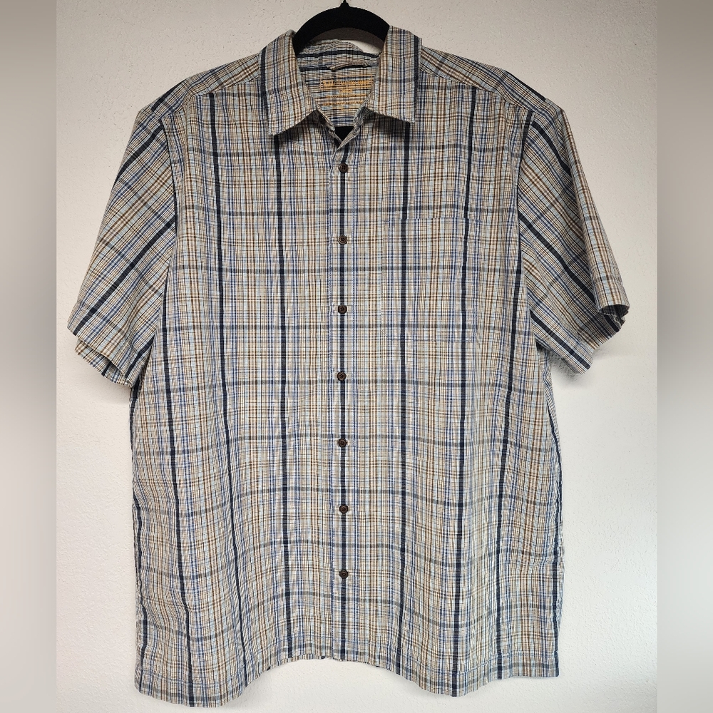 5.11 Tactical‎ Shirt Mens Large Blue Brown Plaid Classic Covert UC Snap Front